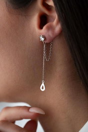 Heliophilia Silver Pendientes de Plata de Ley con Recubrimiento de Rodio
